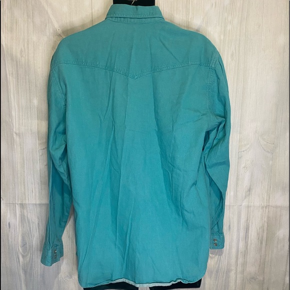 Vtg Wrangler Cowboy Cut Turquoise Single Needle Tailoring X-Long Tails 16.5-35 - Picture 2 of 7